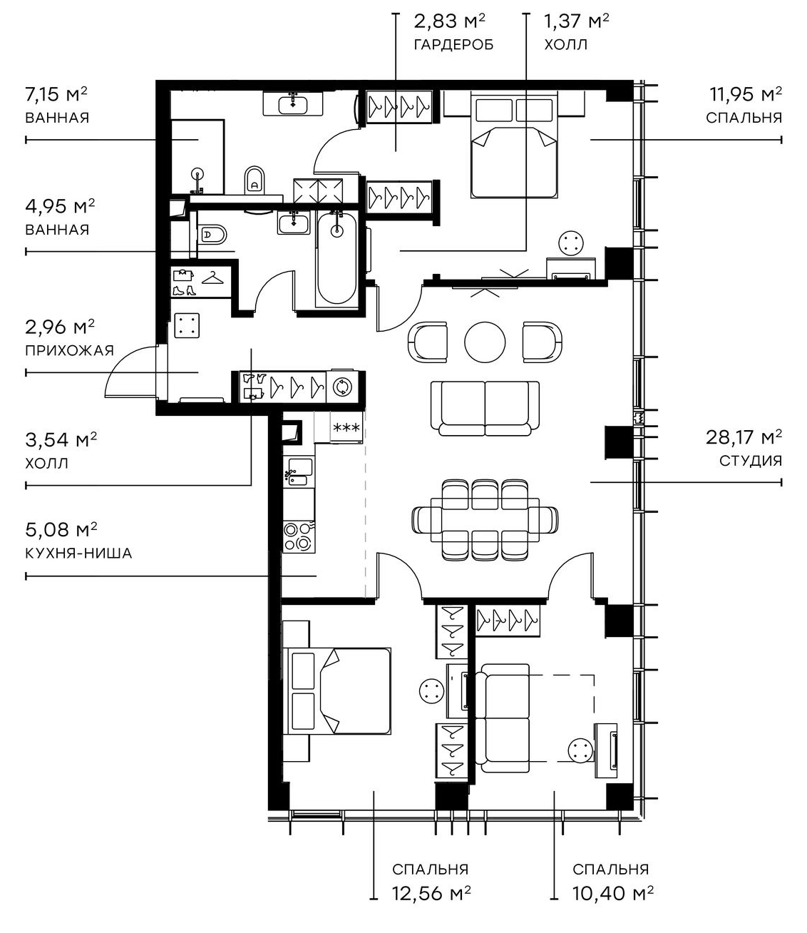 Планировка — Симфония 34, 4-комн., 91 м²