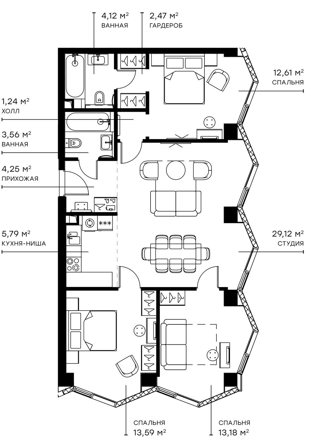 Планировка — Симфония 34, 4-комн., 91 м²