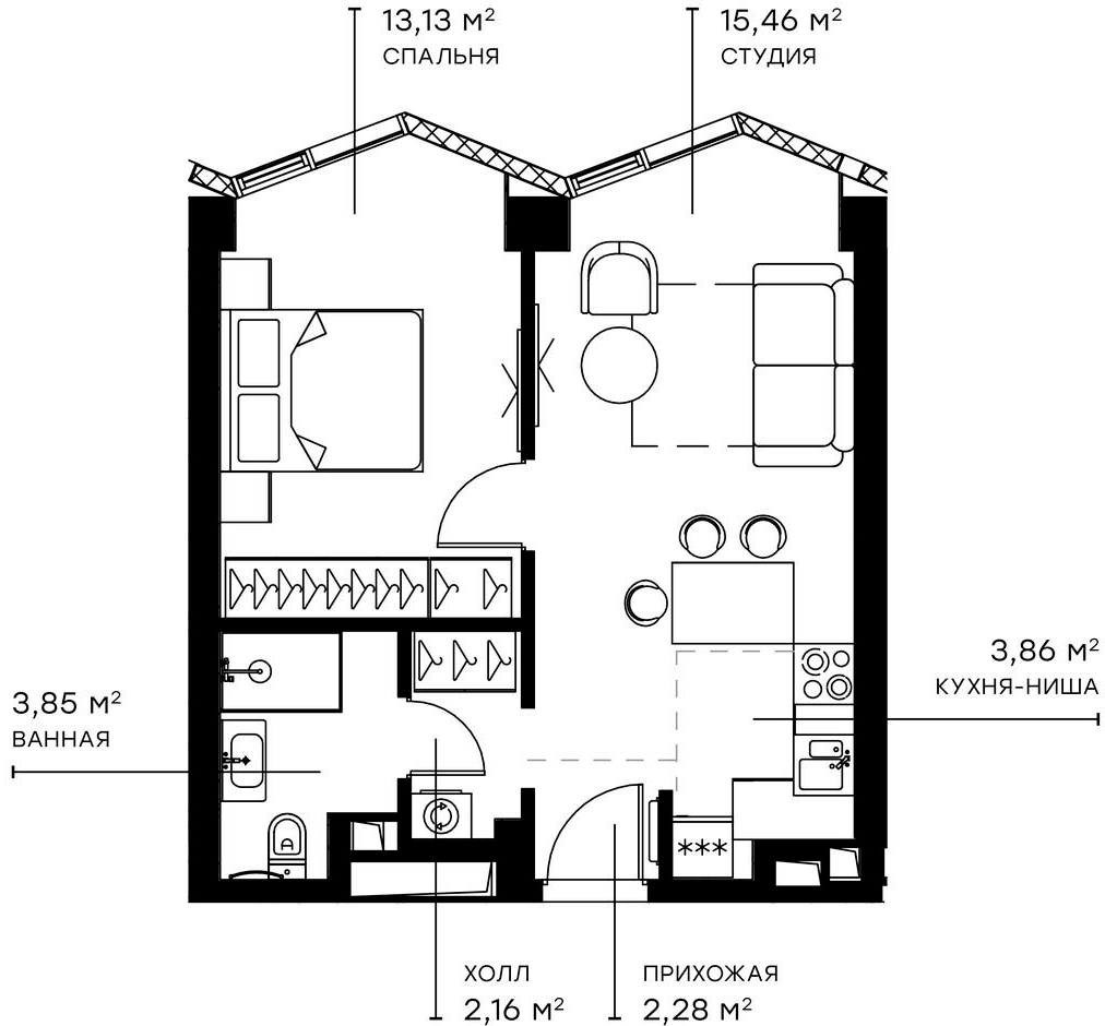 Планировка — Симфония 34, 2-комн., 41 м²