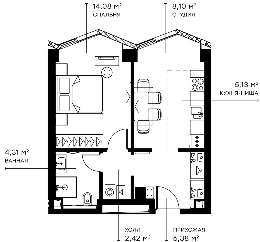 Планировка — Симфония 34, 2-комн., 40 м²