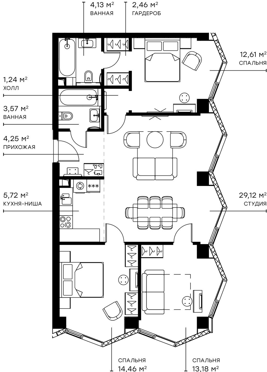 Планировка — Симфония 34, 4-комн., 91 м²