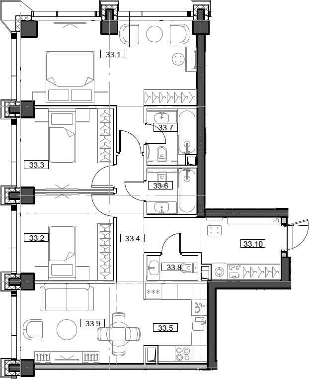 Планировка — Мод, 4-комн., 85 м²