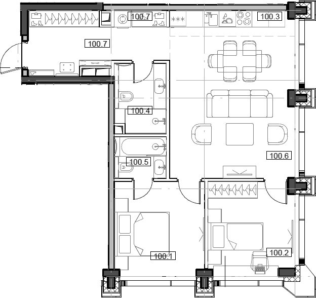 Планировка — Мод, 3-комн., 67 м²