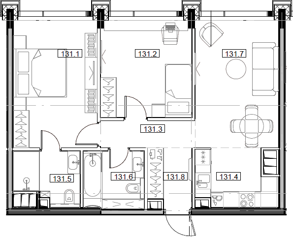 Планировка — Мод, 3-комн., 67 м²