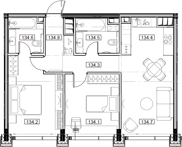 Планировка — Мод, 3-комн., 67 м²