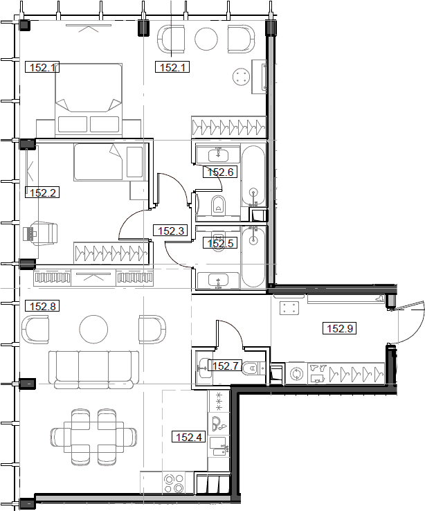 Планировка — Мод, 3-комн., 85 м²