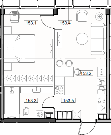 Планировка — Мод, 2-комн., 44 м²