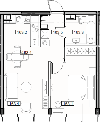Планировка — Мод, 2-комн., 44 м²