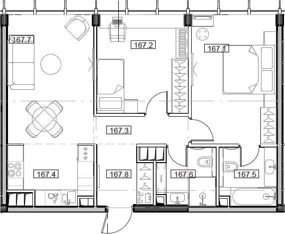 Планировка — Мод, 3-комн., 66 м²