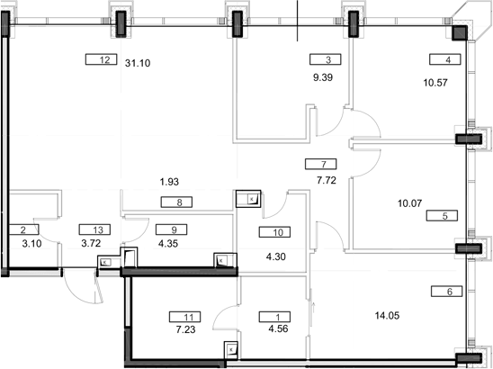 Планировка — Мод, 5-комн., 115 м²