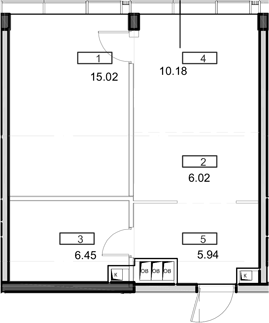 Планировка — Мод, 2-комн., 44 м²