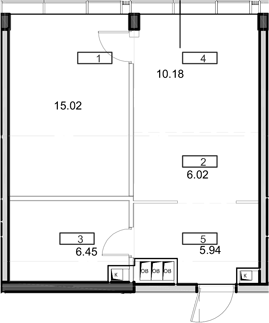 Планировка — Мод, 2-комн., 44 м²