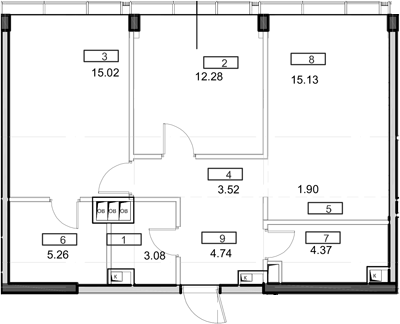 Планировка — Мод, 3-комн., 66 м²