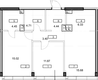 Планировка — Мод, 3-комн., 66 м²