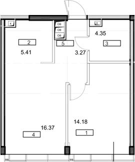 Планировка — Мод, 2-комн., 44 м²