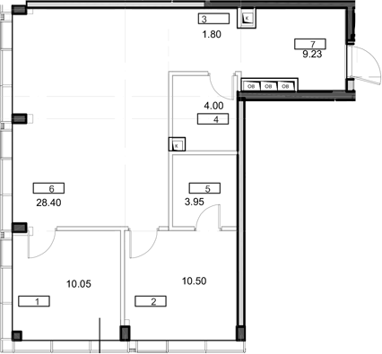 Планировка — Мод, 3-комн., 68 м²