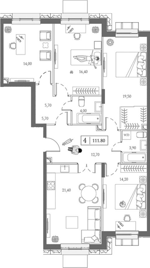 Планировка — Dream Towers, 5-комн., 112 м²