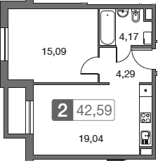 Планировка — Равновесие, 2-комн., 43 м²