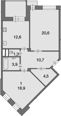 Планировка — Ново-Никольское, 2-комн., 73 м²