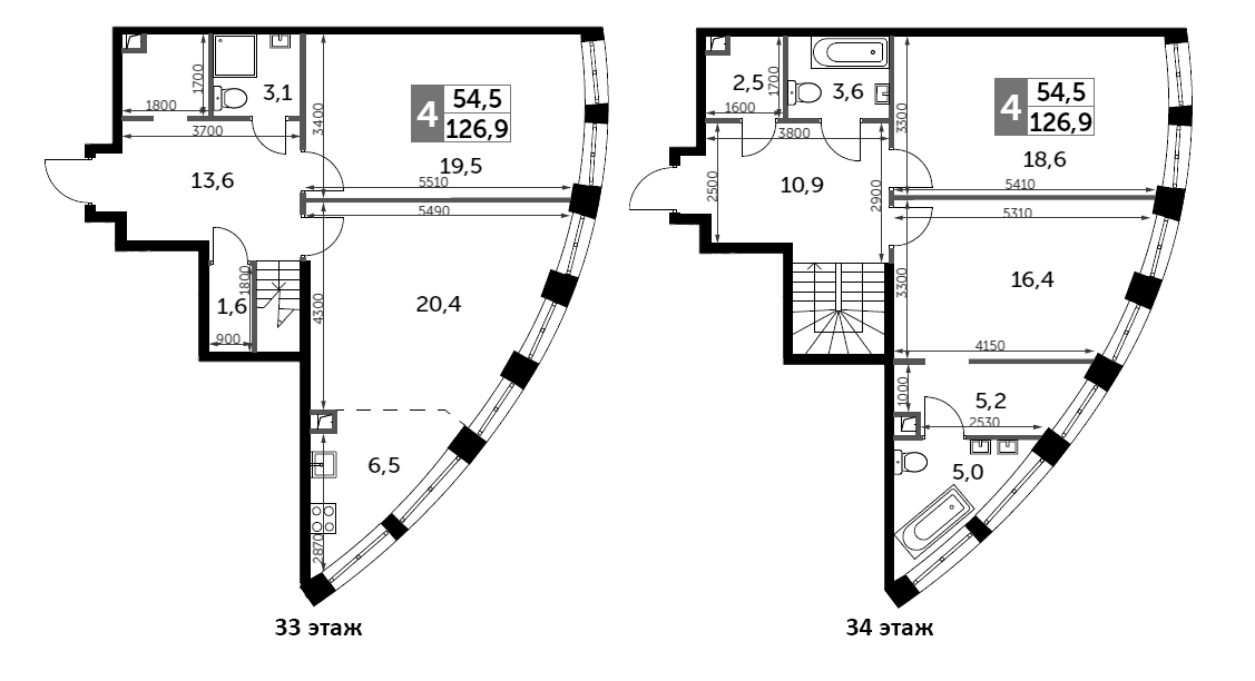 Планировка — Sydney City, 4-комн., 127 м²
