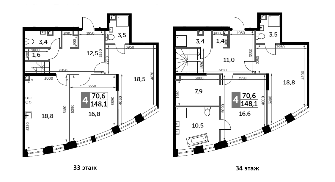 Планировка — Sydney City, 4-комн., 148 м²
