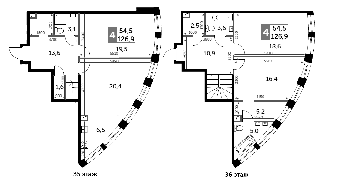 Планировка — Sydney City, 4-комн., 127 м²