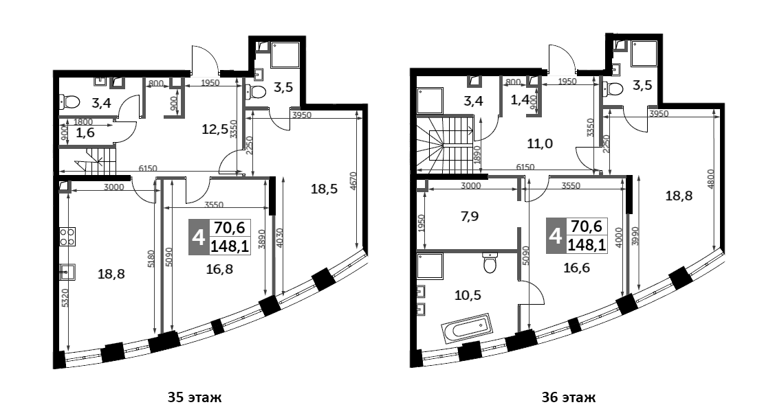 Планировка — Sydney City, 4-комн., 148 м²