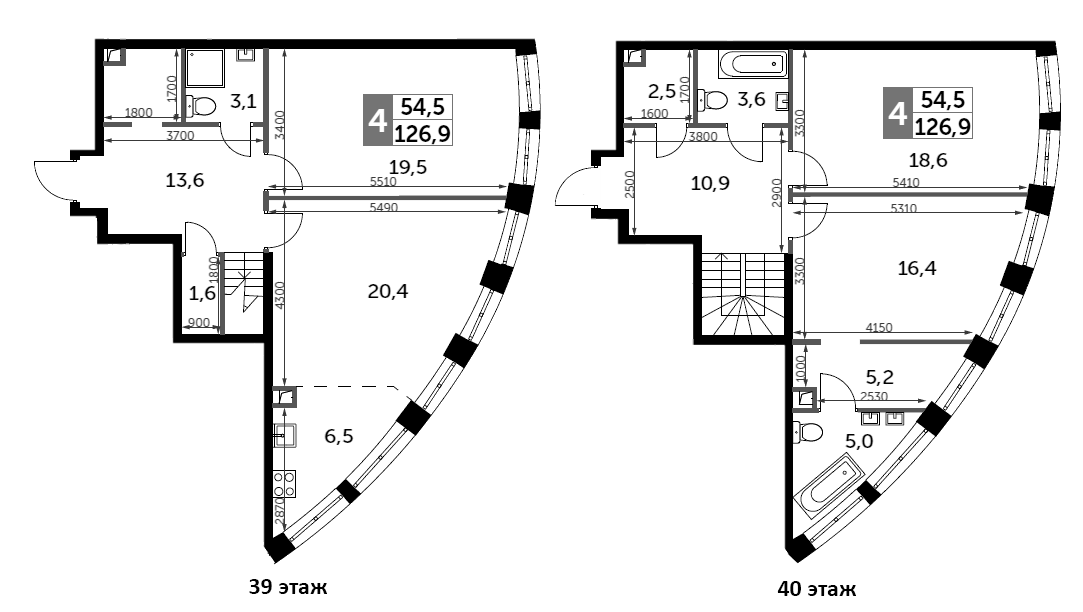 Планировка — Sydney City, 4-комн., 127 м²