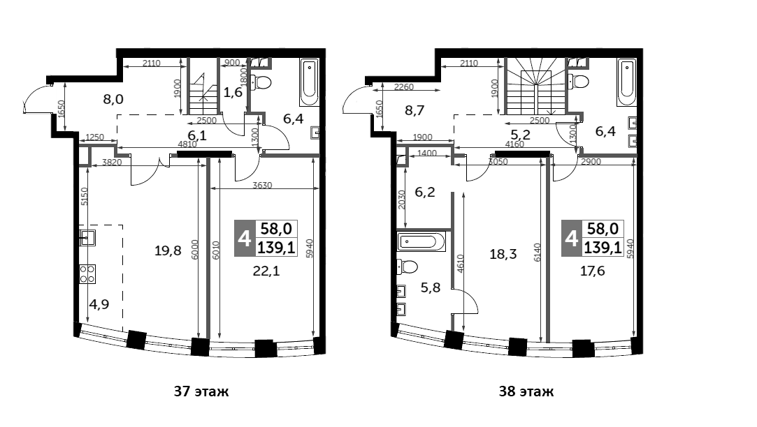 Планировка — Sydney City, 4-комн., 139 м²