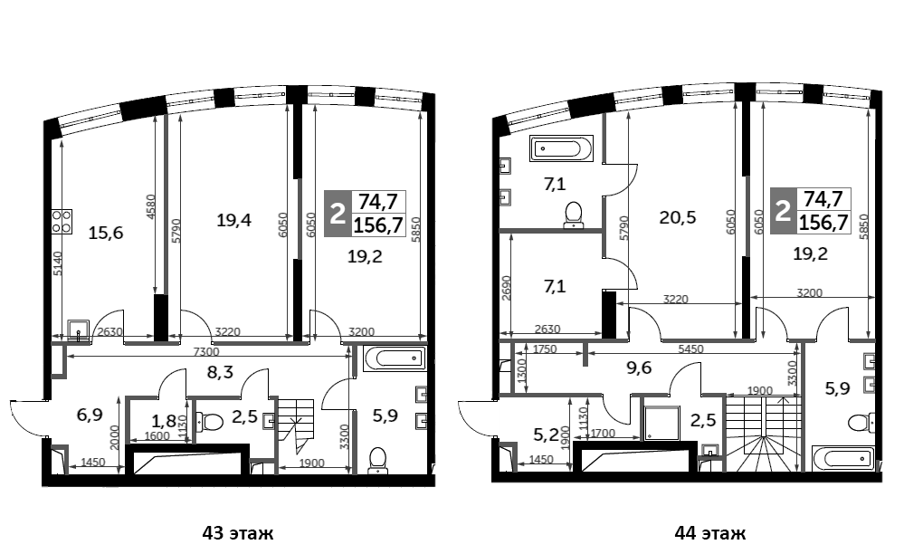 Планировка — Sydney City, 4-комн., 157 м²