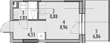 Планировка — N'ICE LOFT, Студия, 17 м²