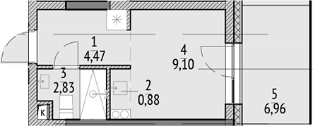 Планировка — N'ICE LOFT, Студия, 17 м²
