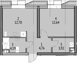 Планировка — N'ICE LOFT, 1-комн., 38 м²