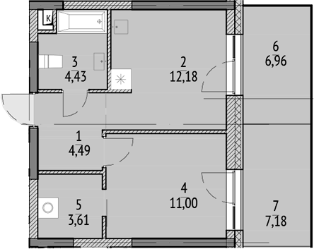 Планировка — N'ICE LOFT, 1-комн., 36 м²