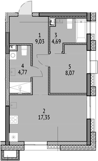 Планировка — N'ICE LOFT, 2-комн., 44 м²