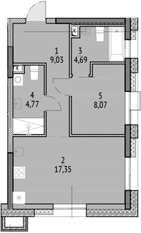 Планировка — N'ICE LOFT, 2-комн., 44 м²