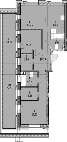 Планировка — N'ICE LOFT, 3-комн., 76 м²