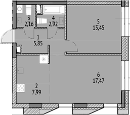 Планировка — N'ICE LOFT, 2-комн., 50 м²