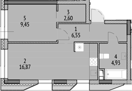 Планировка — N'ICE LOFT, 2-комн., 40 м²
