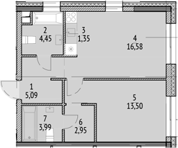 Планировка — N'ICE LOFT, 2-комн., 48 м²