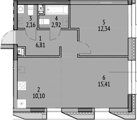 Планировка — N'ICE LOFT, 2-комн., 50 м²
