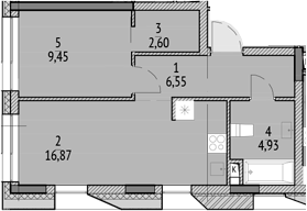 Планировка — N'ICE LOFT, 2-комн., 40 м²