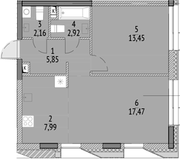 Планировка — N'ICE LOFT, 2-комн., 50 м²