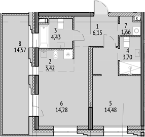 Планировка — N'ICE LOFT, 2-комн., 48 м²