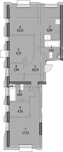 Планировка — N'ICE LOFT, 3-комн., 76 м²
