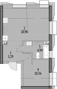 Планировка — N'ICE LOFT, 2-комн., 42 м²
