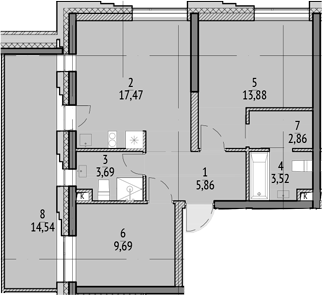 Планировка — N'ICE LOFT, 2-комн., 59 м²