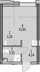 Планировка — N'ICE LOFT, Студия, 24 м²