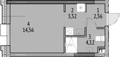 Планировка — N'ICE LOFT, Студия, 25 м²