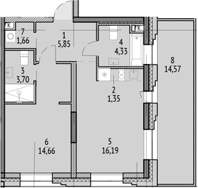 Планировка — N'ICE LOFT, 2-комн., 48 м²
